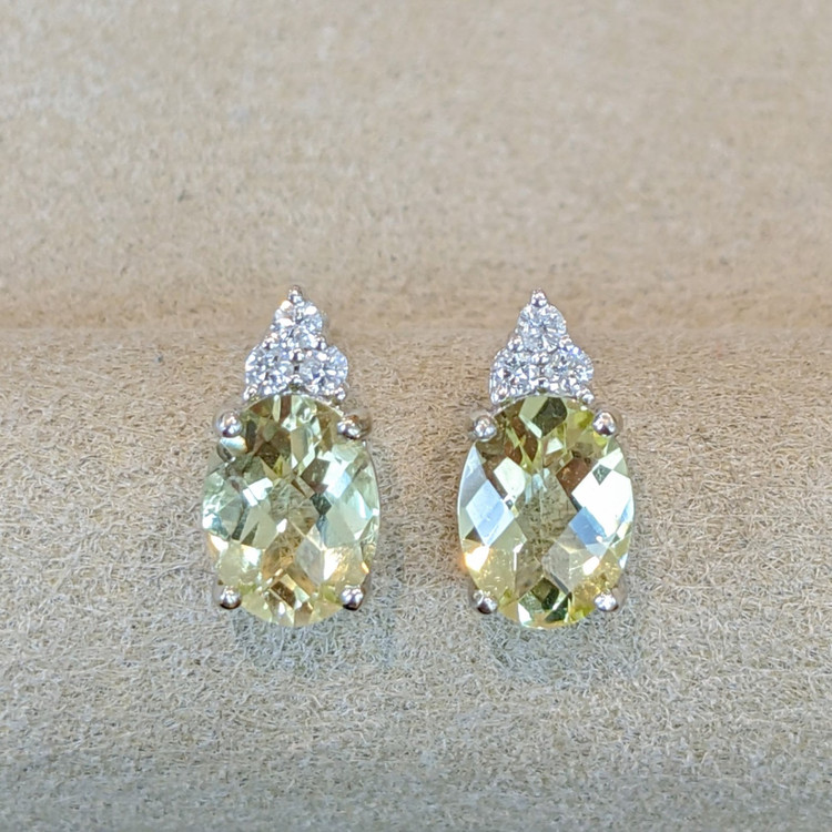 2.16 Ct.Tw. Topaz Natural Diamond Studs Earrings, 14K White Gold