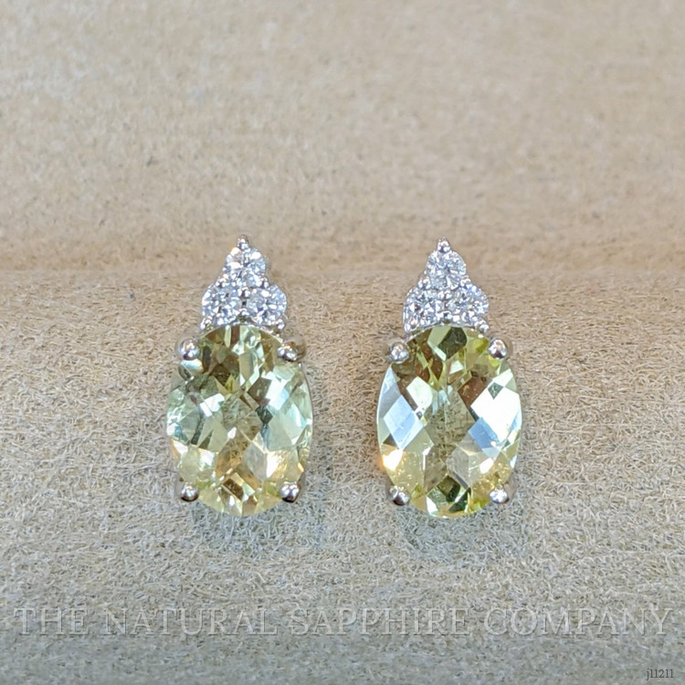 2.16 Ct.Tw. Topaz Natural Diamond Studs Earrings, 14K White Gold