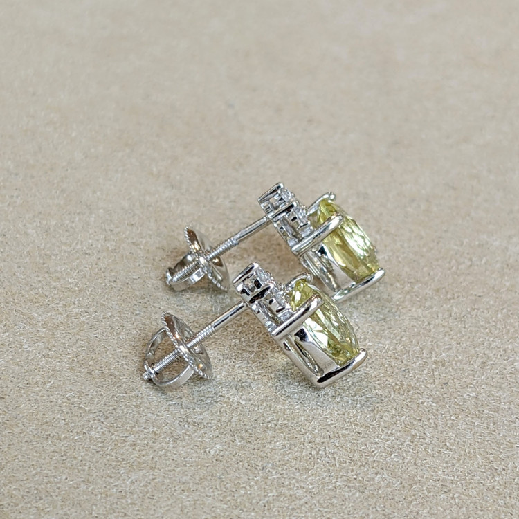 2.16 Ct.Tw. Topaz Natural Diamond Studs Earrings, 14K White Gold