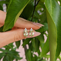 2.16 Ct.Tw. Topaz Natural Diamond Studs Earrings, 14K White Gold Life Style