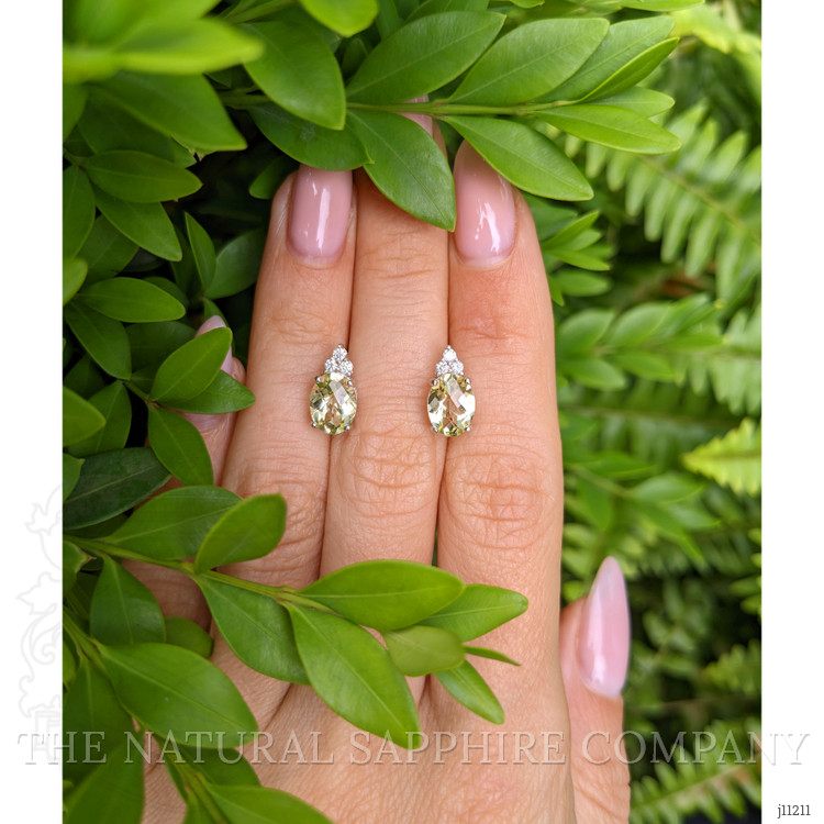 2.16 Ct.Tw. Topaz Natural Diamond Studs Earrings, 14K White Gold