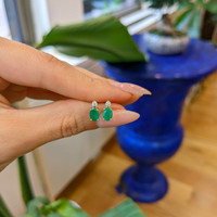 0.82 Ct.Tw. Emerald Natural Diamond Studs Earrings, 14K Yellow Gold Life Style