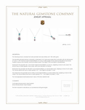 9.65 Ct. Pink Tourmaline, Blue Zircon and Natural Diamond Pave Pendant, 18K White Gold Appraisal
