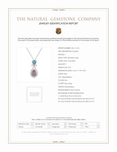 9.65 Ct. Pink Tourmaline, Blue Zircon and Natural Diamond Pave Pendant, 18K White Gold Scan Report