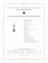 9.65 Ct. Pink Tourmaline, Blue Zircon and Natural Diamond Pave Pendant, 18K White Gold Scan Report
