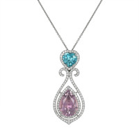 9.65 Ct. Tourmaline Zircon Pave Pendant, 18K White Gold Video