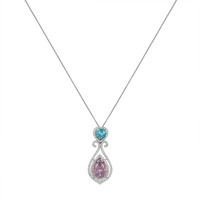 9.65 Ct. Tourmaline Zircon Pave Pendant, 18K White Gold Image