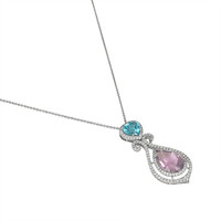 9.65 Ct. Tourmaline Zircon Pave Pendant, 18K White Gold Image