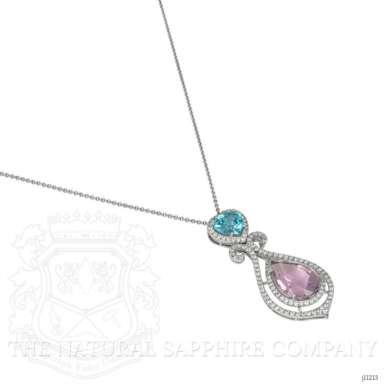 9.65 Ct. Tourmaline Zircon Pave Pendant, 18K White Gold