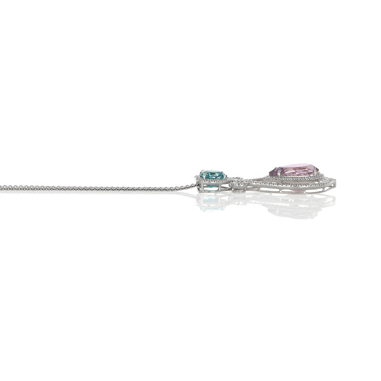 9.65 Ct. Tourmaline Zircon Pave Pendant, 18K White Gold