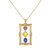 1.02 Ct. Sapphire 18K White & Yellow pendant
