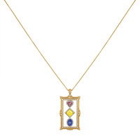 1.02 Ct. Mixed Sapphire and Natural Diamond Pave Pendant, 18K White & Yellow Image