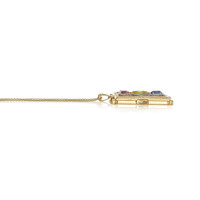1.02 Ct. Mixed Sapphire and Natural Diamond Pave Pendant, 18K White & Yellow Image