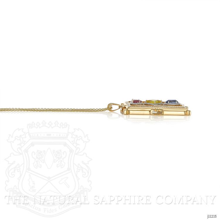 1.02 Ct. Mixed Sapphire and Natural Diamond Pave Pendant, 18K White & Yellow