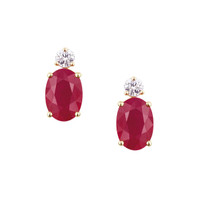 1.06 Ct.Tw. Ruby Natural Diamond Studs Earrings, 14K Yellow Gold Image