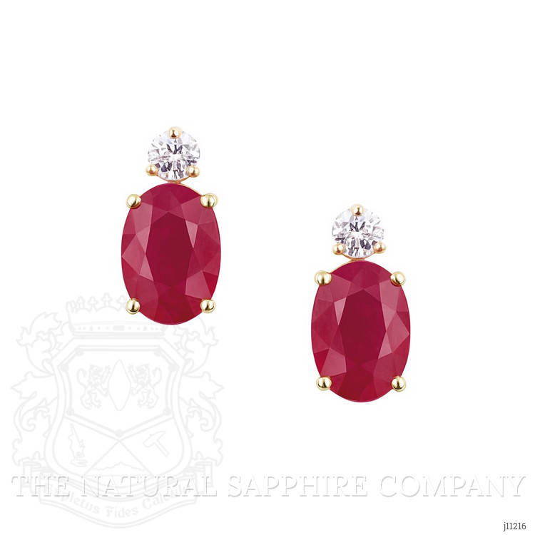 1.06 Ct.Tw. Ruby Natural Diamond Studs Earrings, 14K Yellow Gold