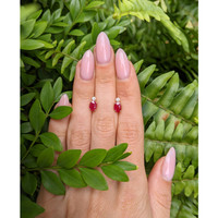 1.06 Ct.Tw. Ruby Natural Diamond Studs Earrings, 14K Yellow Gold Life Style