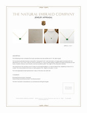 0.87 Ct. Emerald and Natural Diamond Halo Necklace, 14K Yellow Gold Appraisal