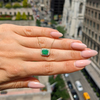 0.87 Ct. Emerald Natural Diamond Halo Necklace, 14K Yellow Gold Life Style