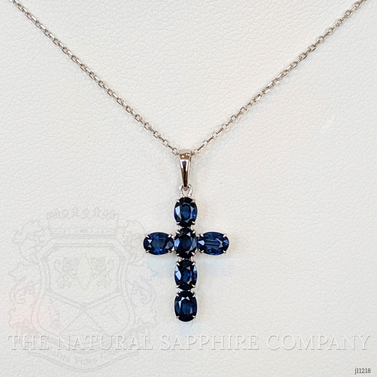 1.42 Ct. Blue Sapphire Religious Pendant, 14K White Gold