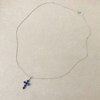 1.42 Ct. Blue Sapphire Religious Pendant, 14K White Gold Image