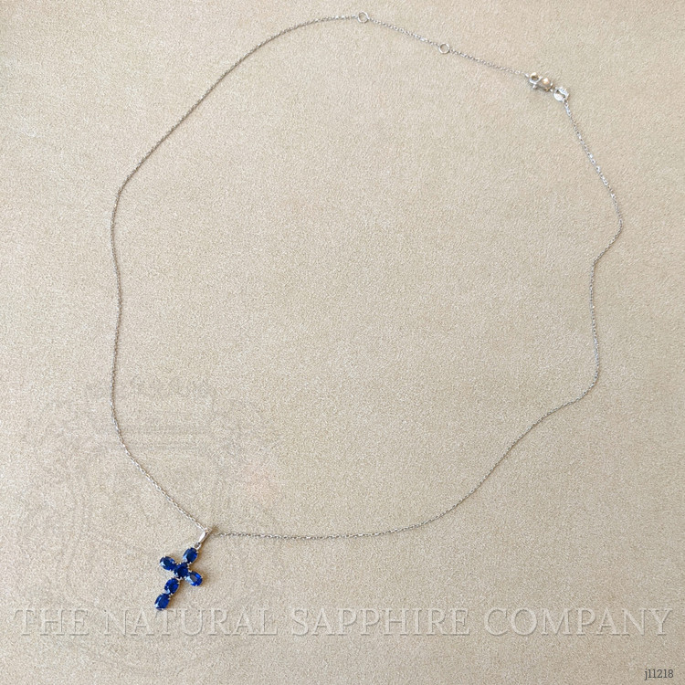 1.42 Ct. Blue Sapphire Religious Pendant, 14K White Gold