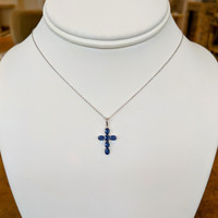 1.42 Ct. Blue Sapphire Religious Pendant, 14K White Gold Image