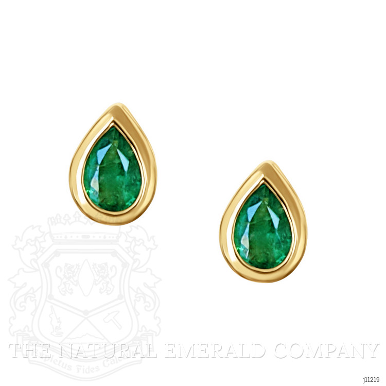 0.66 Ct.Tw. Emerald Studs Earrings, 14K Yellow Gold
