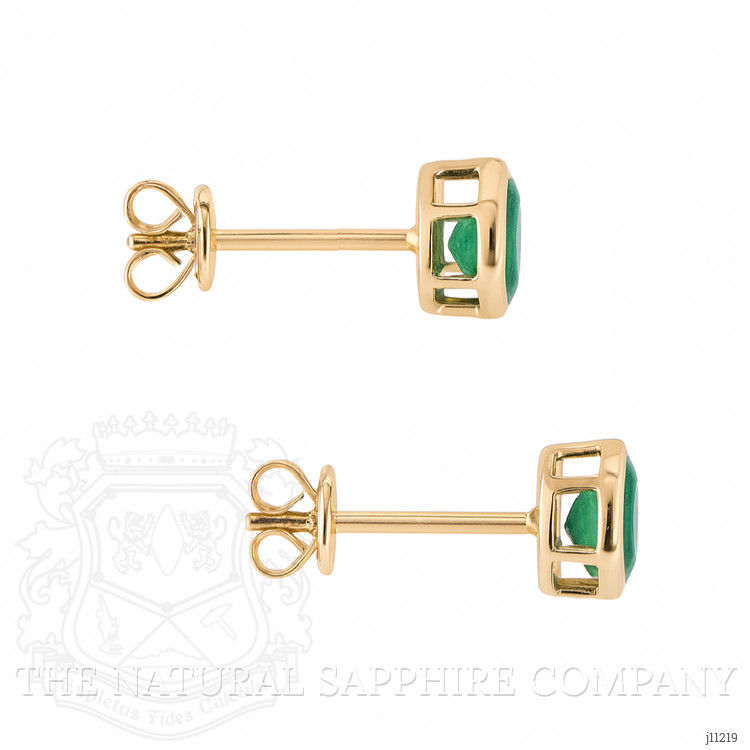 0.66 Ct.Tw. Emerald Studs Earrings, 14K Yellow Gold