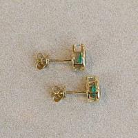 0.66 Ct.Tw. Emerald Studs Earrings, 14K Yellow Gold Image