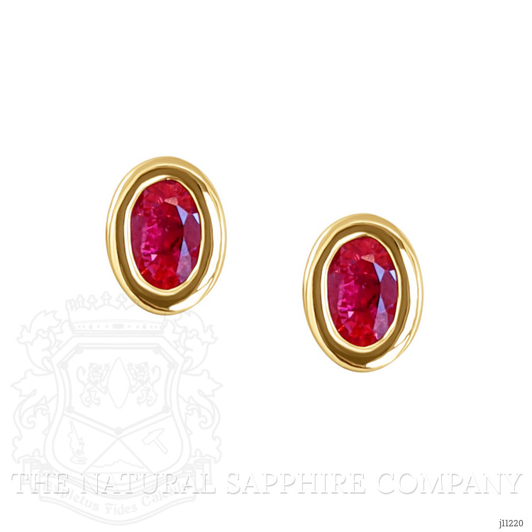 0.77 Ct.Tw. Ruby Studs Earrings, 14K Yellow Gold