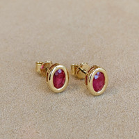 0.77 Ct.Tw. Ruby Studs Earrings, 14K Yellow Gold Image