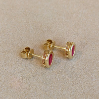 0.77 Ct.Tw. Ruby Studs Earrings, 14K Yellow Gold Image