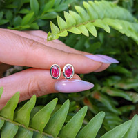 0.77 Ct.Tw. Ruby Studs Earrings, 14K Yellow Gold Life Style