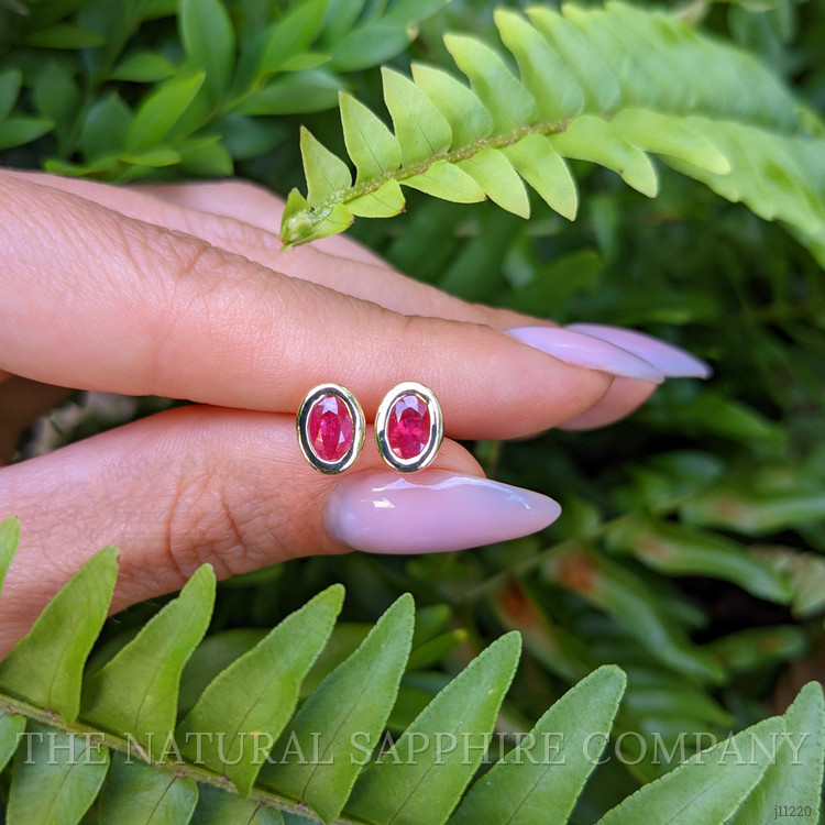 0.77 Ct.Tw. Ruby Studs Earrings, 14K Yellow Gold