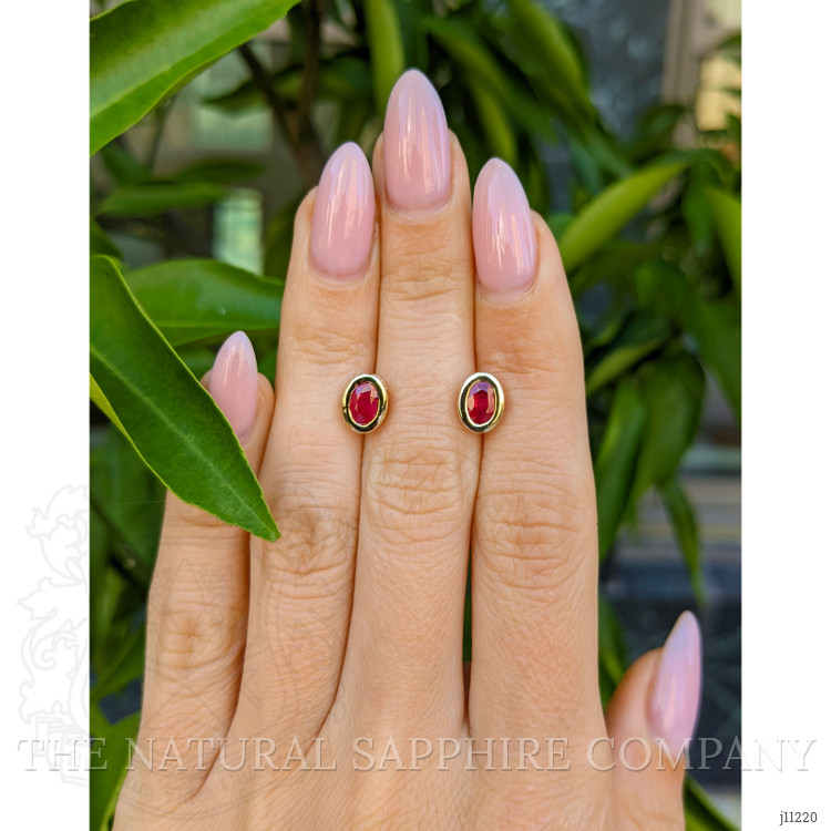 0.77 Ct.Tw. Ruby Studs Earrings, 14K Yellow Gold