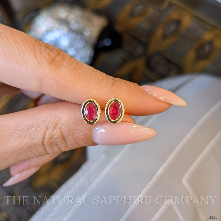 0.77 Ct.Tw. Ruby Studs Earrings, 14K Yellow Gold