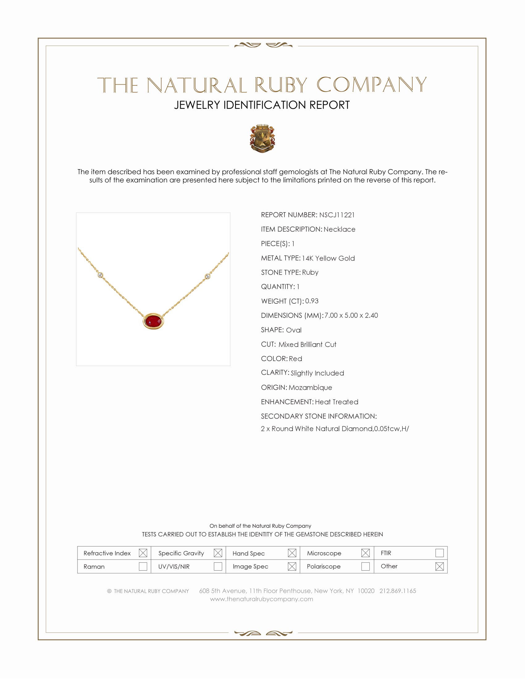 0.93 Ct. Ruby and Natural Diamond Bezel Necklace, 14K Yellow Gold