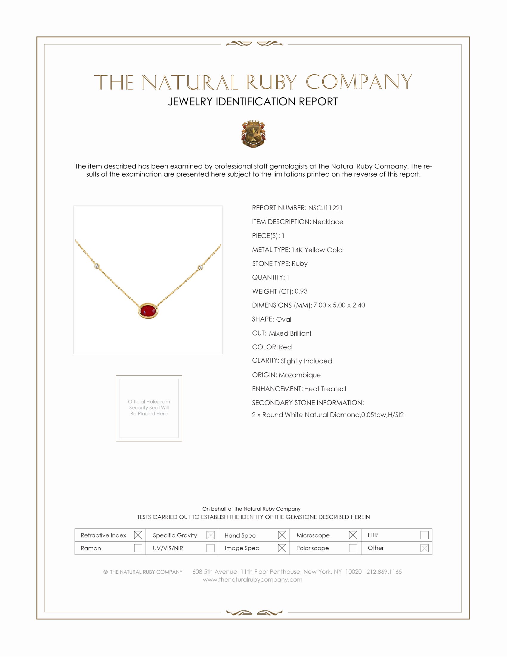 0.93 Ct. Ruby and Natural Diamond Bezel Necklace, 14K Yellow Gold