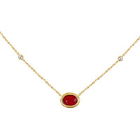 0.93 Ct. Ruby Natural Diamond Bezel Necklace, 14K Yellow Gold Image