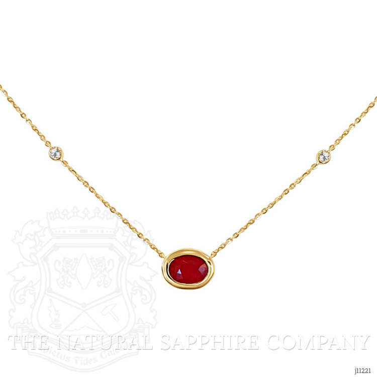 0.93 Ct. Ruby Natural Diamond Bezel Necklace, 14K Yellow Gold