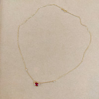 0.93 Ct. Ruby Natural Diamond Bezel Necklace, 14K Yellow Gold Image