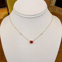 0.93 Ct. Ruby Natural Diamond Bezel Necklace, 14K Yellow Gold Image