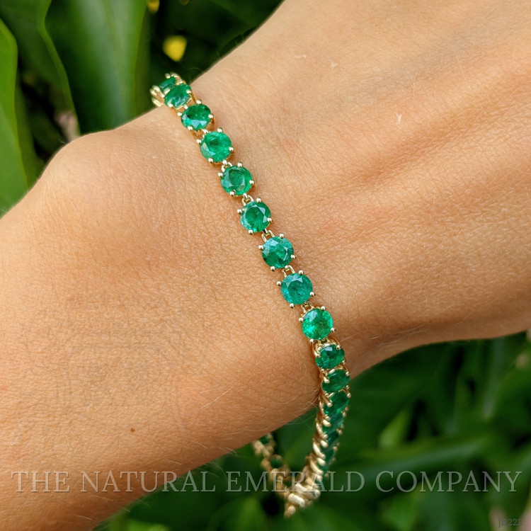 7.94 Ct.Tw. Emerald Tennis/Line Bracelet, 14K Yellow Gold