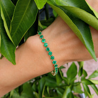 7.94 Ct.Tw. Emerald Tennis/Line Bracelet, 14K Yellow Gold Life Style