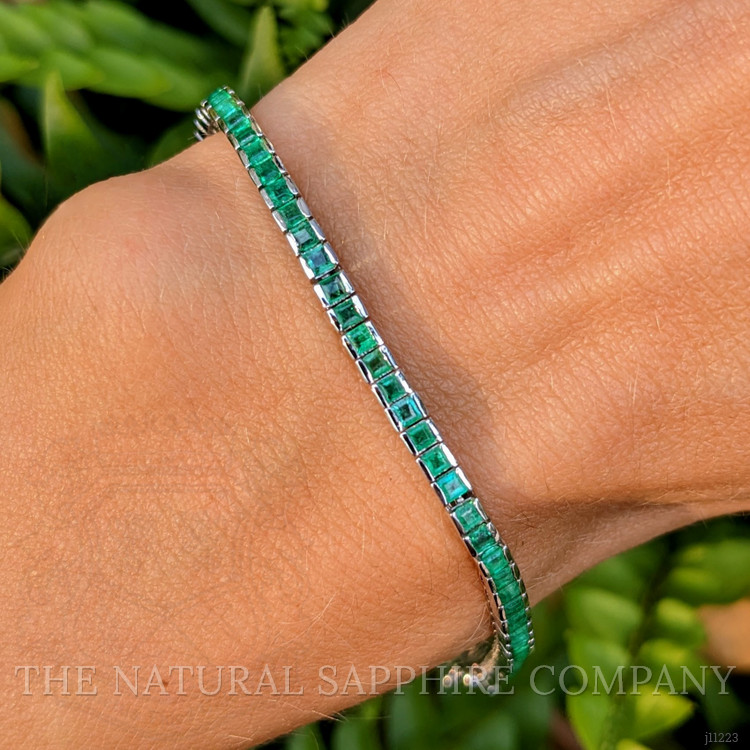 3.23 Ct.Tw. Emerald Tennis/Line Bracelet, 18K White Gold
