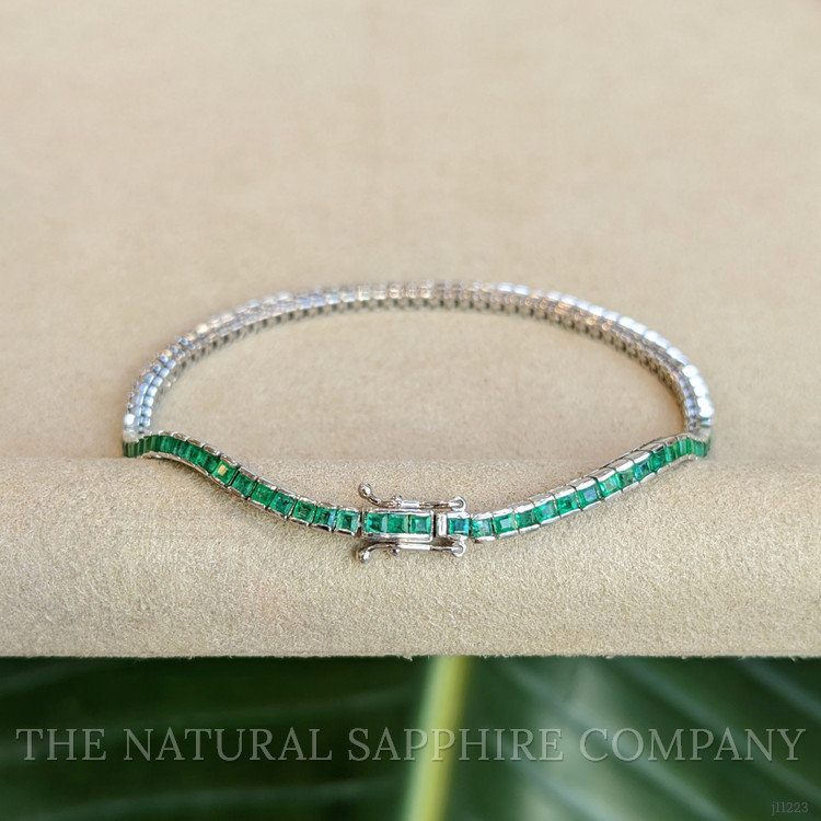 3.23 Ct.Tw. Emerald Tennis/Line Bracelet, 18K White Gold