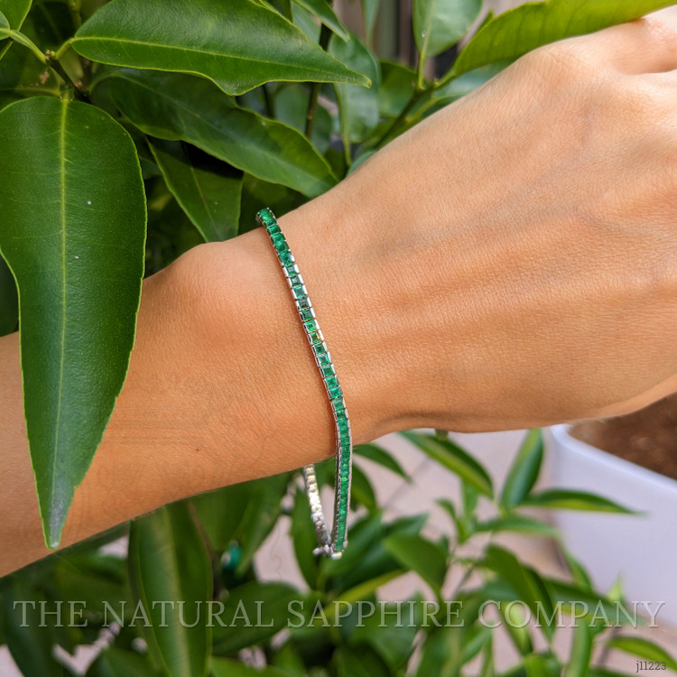 3.23 Ct.Tw. Emerald Tennis/Line Bracelet, 18K White Gold