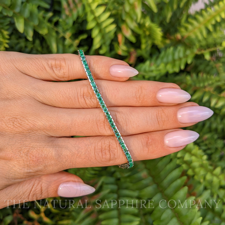 3.23 Ct.Tw. Emerald Tennis/Line Bracelet, 18K White Gold