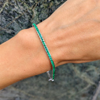 3.23 Ct.Tw. Emerald Tennis/Line Bracelet, 18K White Gold Life Style